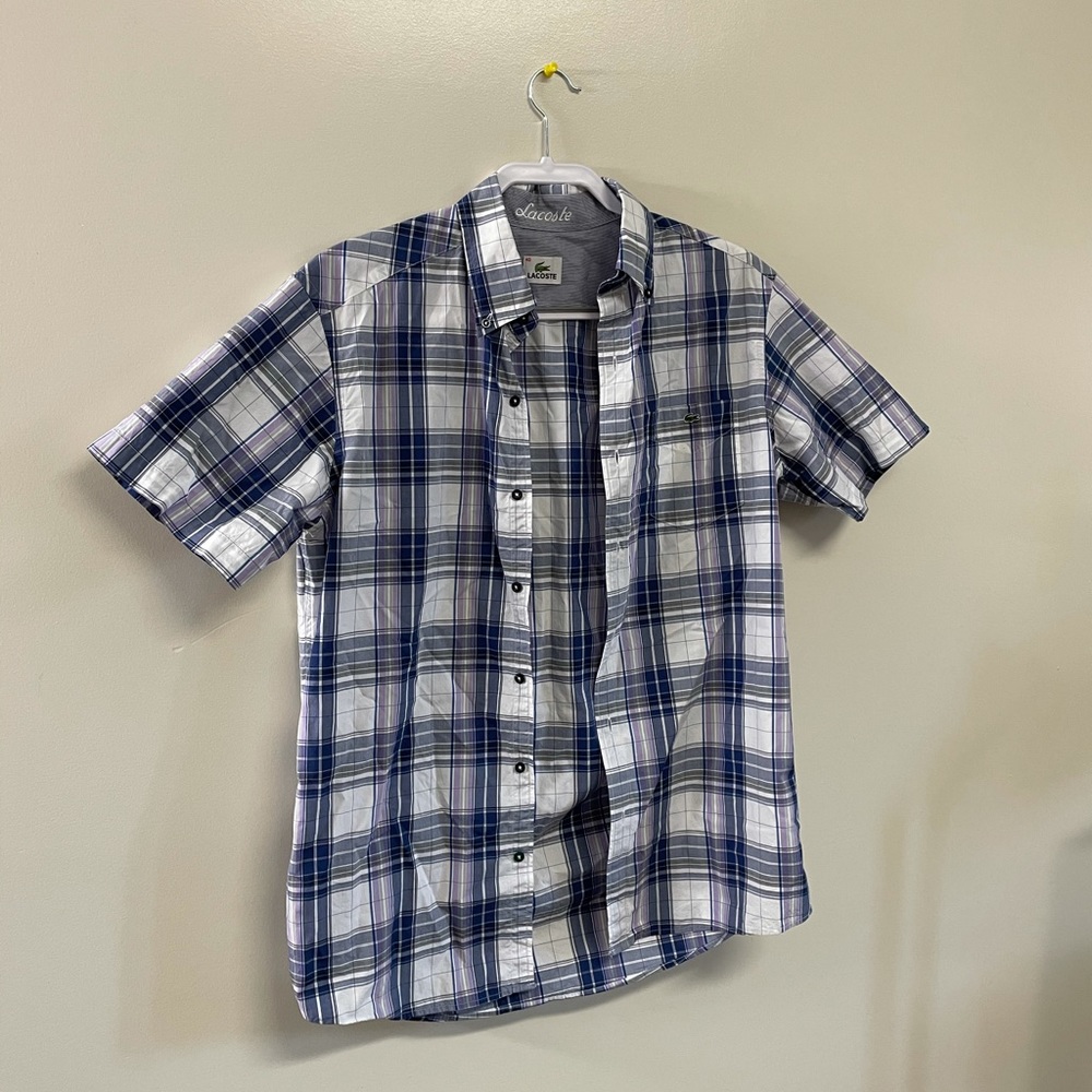 Lacoste Plaid Flannel Button Down Shirt